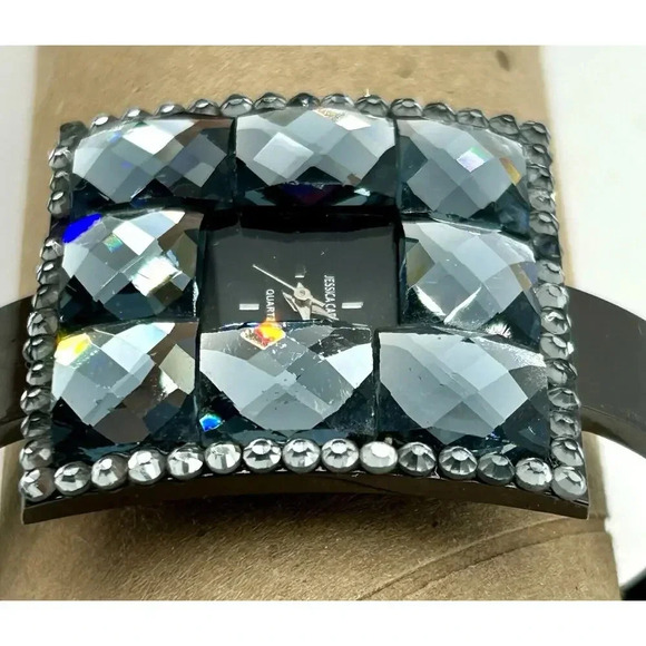 Jessica Carlyle Wrist Watch Square Black Faux Diamonds 6482 - Picture 5 of 9